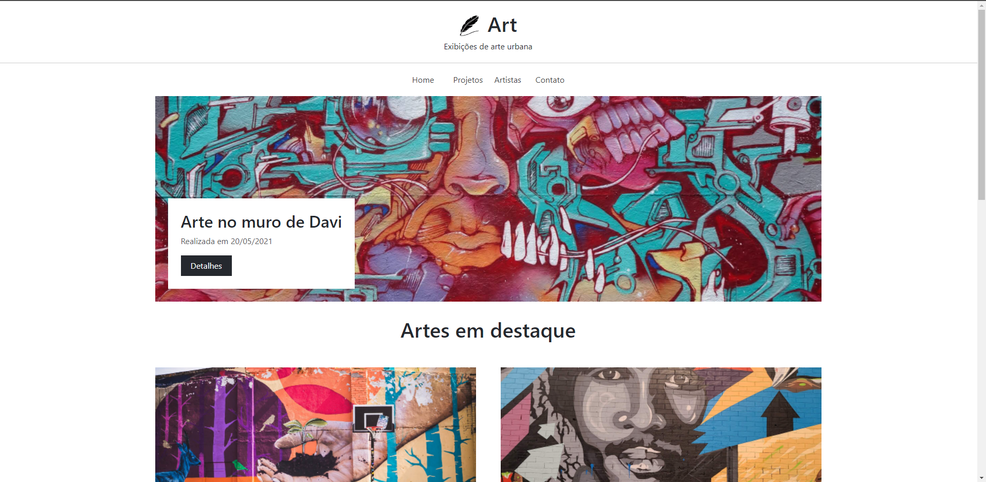 projeto art, site de grafites de rua